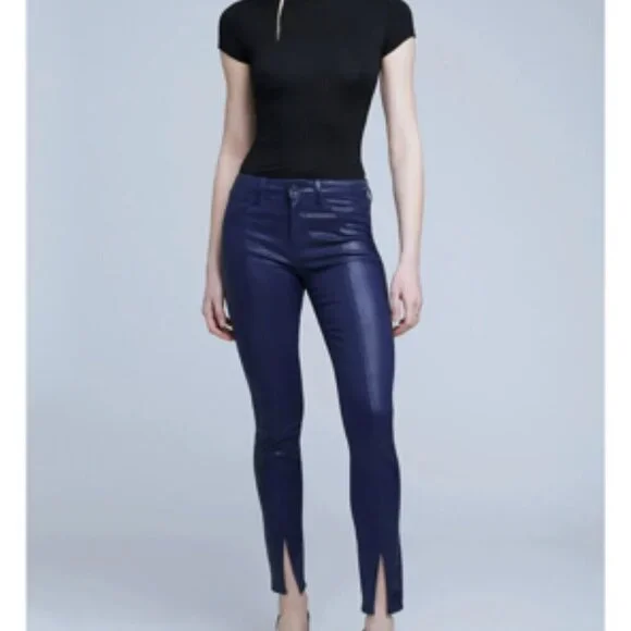 L'AGENCE Jyothi High Waist Split Ankle Skinny Jeans Midnight Blue 24 - Picture 2 of 13